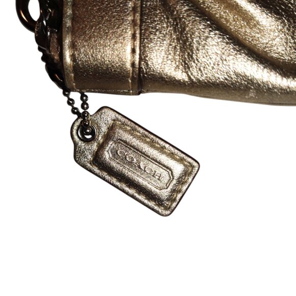 Coach Gold Metallic Zipper Clutch Wristlet - Picture 2 of 3